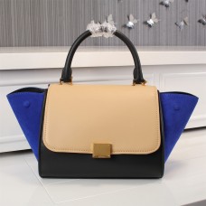 Borsa Celine Large Trapeze in camoscio beige, nero e blu Borsa Celine Large Trapeze in camoscio beige, nero e blu