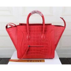 Borsa Celine Boston in pelle di coccodrillo rossa