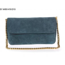 Borsa a tracolla piccola Celine Gourmette in pelle scamosciata verde S1