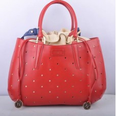Borsa grande Fendi B Fab in pelle rossa traforata con manico superiore