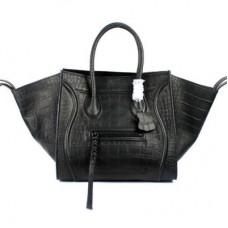 Borse Celine Boston in pelle di coccodrillo nera