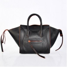 Borse Celine Boston in pelle di vacchetta, nere e arancioni Borse Celine Boston in pelle di vacchetta, nere e arancioni