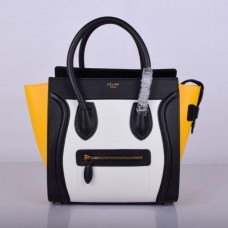 Borsa Celine Medium Luggage Tote nera, bianca e gialla