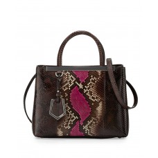 Borsa tote Fendi 2Jours Petite Python grigio antracite/magenta