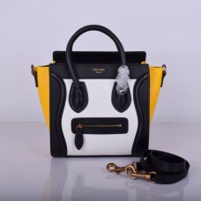 Borsa Celine Small Luggage Tote nera, bianca e gialla Borsa Celine Small Luggage Tote nera, bianca e gialla