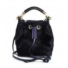 Borsa a secchiello piccola Chloe Gala in pelle di vitello, blu