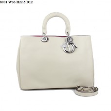 Borsa piccola Dior Diorissimo in pelle nappa beige (finiture argentate) 8001