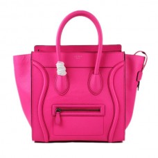 Borsa Celine Large Luggage Tote in pelle rosa neon