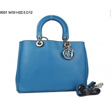 Borsa piccola Dior Diorissimo in pelle nappa blu (finiture argentate) 8001
