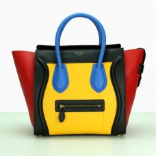 Borsa Celine Large Luggage Tote nera, gialla, blu e rossa