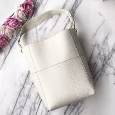 Borsa Celine Sangle Seau in pelle martellata bianca