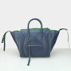 Borse Celine Boston in pelle di vacchetta blu navy e verde navy