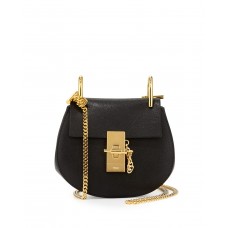 Borsa a tracolla Chloe Drew Nano in pelle di agnello nera
