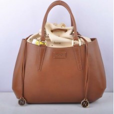 Borsa grande Fendi B Fab in pelle di cervo color giallo terra con manico superiore