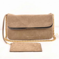 Borsa a tracolla in pelle scamosciata Celine Gourmette Khaki 3078