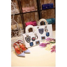 Replica della borsa Dior Lady in pelle di vitello bianca