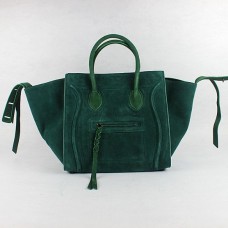 Borse Celine Boston in pelle scamosciata verde scuro Borse Celine Boston in pelle scamosciata verde scuro
