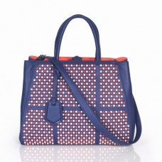 Borsa Fendi 2Jours Clinch Bolt in pelle blu Ferrari