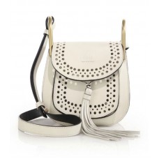 Borsa a tracolla mini Chloe Hudson in pelle traforata bianca Borsa a tracolla mini Chloe Hudson in pelle traforata bianca