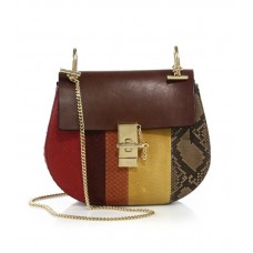 Borsa a tracolla piccola Chloe Drew a righe in pelle e pitone
