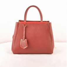 Borsa piccola Fendi 2jours in pelle con venature incrociate rosso scuro