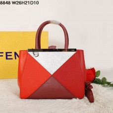 Borsa Fendi 2Jours Multicolor Red Ferrari in pelle 8848