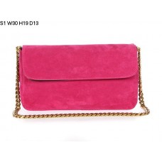 Borsa a tracolla piccola Celine Gourmette in pelle scamosciata color pesca S1
