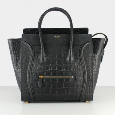 Borsa Celine Large Luggage Tote in pelle di coccodrillo nera Borsa Celine Large Luggage Tote in pelle di coccodrillo nera