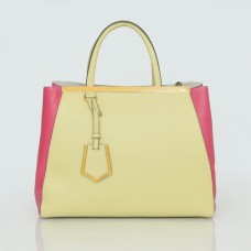 Borsa Fendi 2Jours in pelle originale, colore giallo/rosa