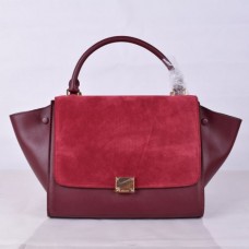 Borsa Celine Large Trapeze in pelle scamosciata color vino Borsa Celine Large Trapeze in pelle scamosciata color vino