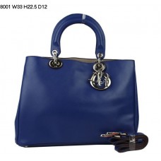 Borsa piccola Dior Diorissimo in pelle nappa blu zaffiro (finiture argentate) 8001