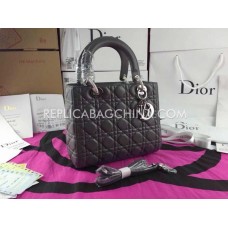 Replica della borsa a mano Dior Lady in pelle grigia