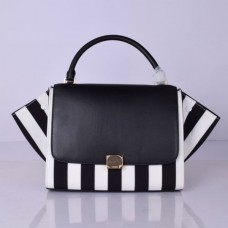 Borsa Celine Large Trapeze in pelle a righe bianche e nere Borsa Celine Large Trapeze in pelle a righe bianche e nere
