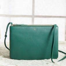 Borsa a tracolla Celine Large Trio in pelle di vitello verde Borsa a tracolla Celine Large Trio in pelle di vitello verde