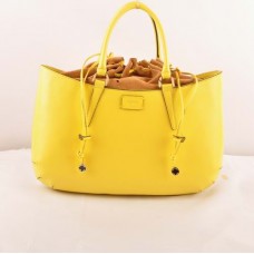 Borsa grande Fendi B Fab in pelle color giallo limone Ferrari con manico superiore