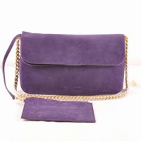Borsa a tracolla Celine Gourmette in pelle scamosciata viola 3078 Borsa a tracolla Celine Gourmette in pelle scamosciata viola 3078