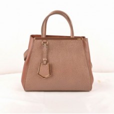 Borsa piccola Fendi 2jours color caffè scuro con venature incrociate/effetto Ferrari in pelle