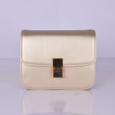 Borsa Celine Classic Box in pelle di vitello con patta, colore oro Borsa Celine Classic Box in pelle di vitello con patta, colore oro