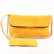 Borsa a tracolla Celine Gourmette in pelle scamosciata gialla 3078 Borsa a tracolla Celine Gourmette in pelle scamosciata gialla 3078