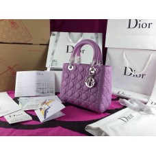 Replica della borsa a mano Dior Lady Default in vera pelle viola