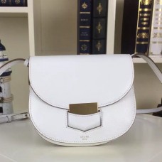 Borsa Celine Small Trotteur in pelle di vitello martellata bianca