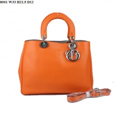 Borsa piccola Dior Diorissimo in pelle nappa arancione (finiture argentate) 8001