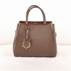Borsa piccola Fendi 2jours in pelle con venature incrociate color caffè scuro