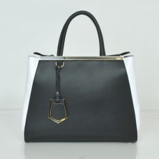 Borsa Fendi 2Jours in pelle originale, colore nero/bianco