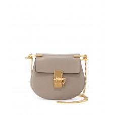 Borsa a tracolla mini Chloe Drew in pelle di agnello grigia