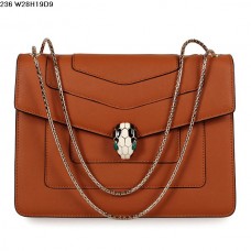 Borsa Bvlgari Serpenti GM in pelle di vitello color giallo terra