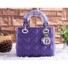 Replica della borsa Dior Lady Tote in pelle di agnello viola
