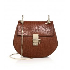Borsa piccola Chloe Drew in pelle con stampa coccodrillo
