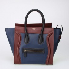 Borsa Celine Large Luggage Tote, blu navy, marrone e nera.