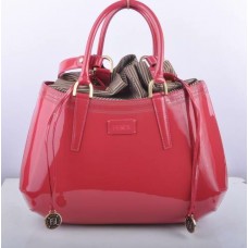 Borsa grande Fendi B Fab in pelle verniciata color pesca con manico superiore